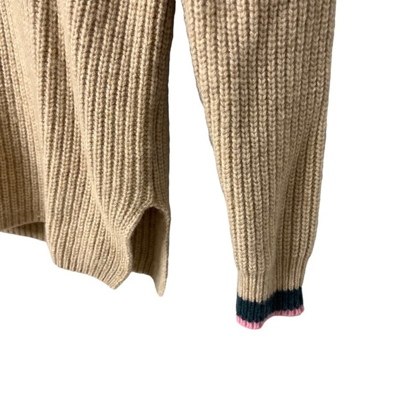 Madewell Tipped Forrest V Neck Knit Sweater Tan Size Small MC009 - Picture 4 of 9